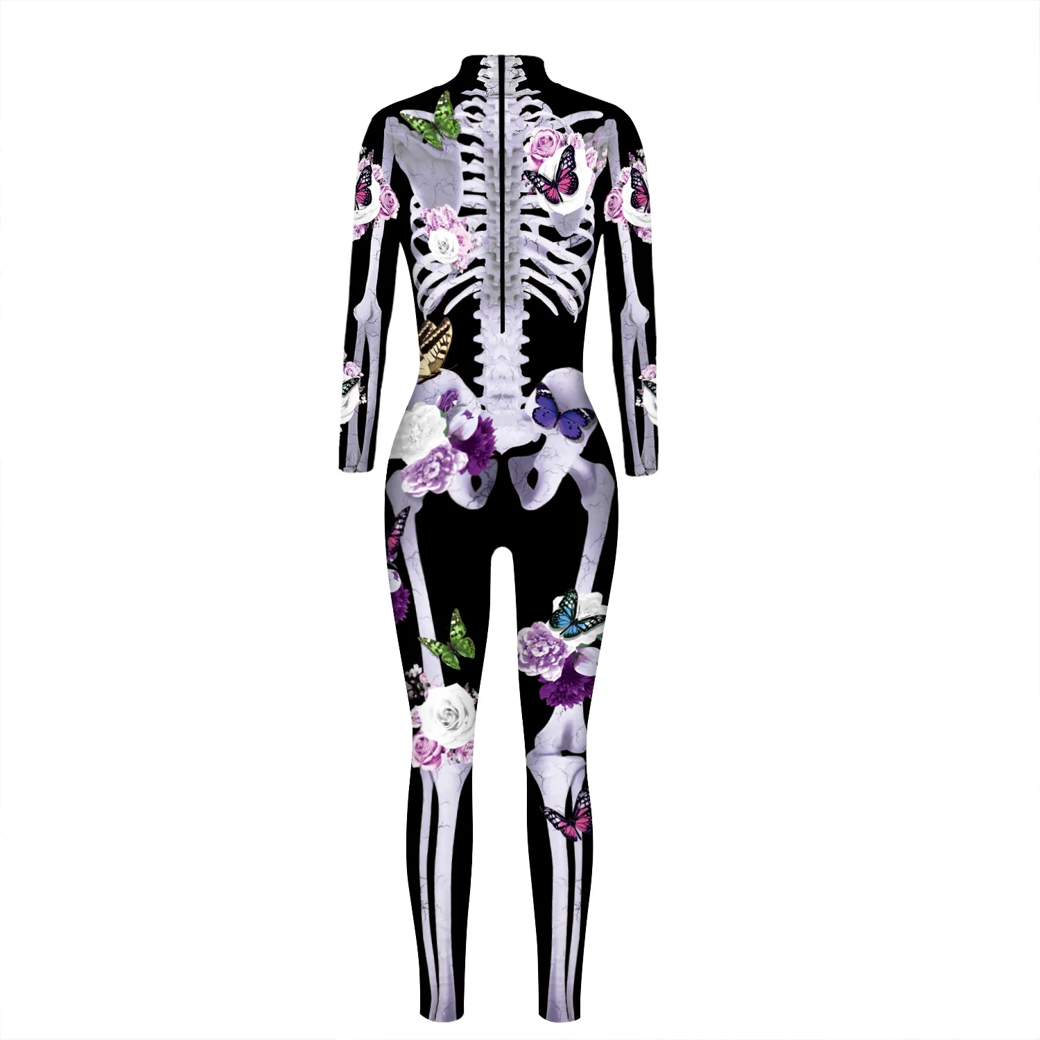 Cosplay-Kostüm Zentai-Bodysuit Fancy-Anzug Halloween Skelett Punk Gothic Damen Sexy Totenkopf-Skelett Slim Jumpsuit – Detail 13