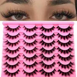 New 14Pairs 3D Faux Mink False Eyelashes Natural Messy EyeLashes Crisscross Wispy Fluffy Lashes Extension Makeup Fake Eyelashes