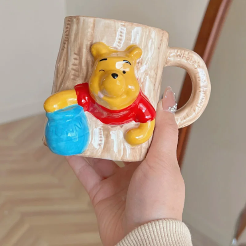 

Kawaii Pooh Bear Winnie Tree Hole Style Action Figure Toy Cartoon Bear Ceramic Mug Anime Winnie Cup Birthday Gifts For Children