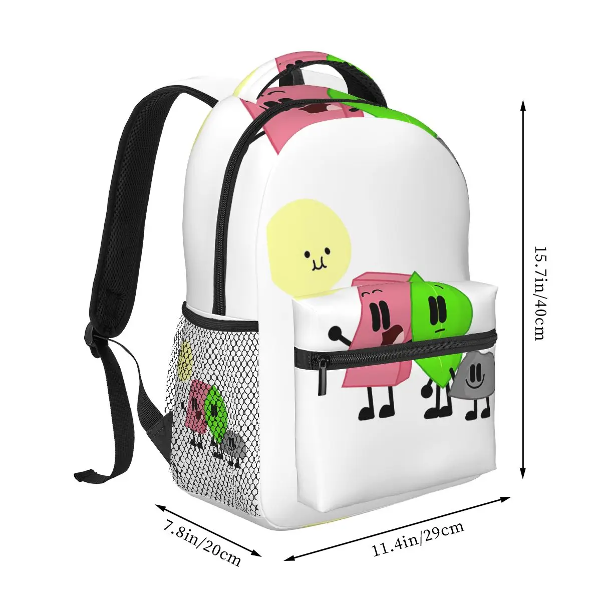 BFDI Inanimate Insanity , All Characters 2 Student Backpack Hiking Travel Daypack for Boys Girls Fashion Bookbag Shoulder Bags