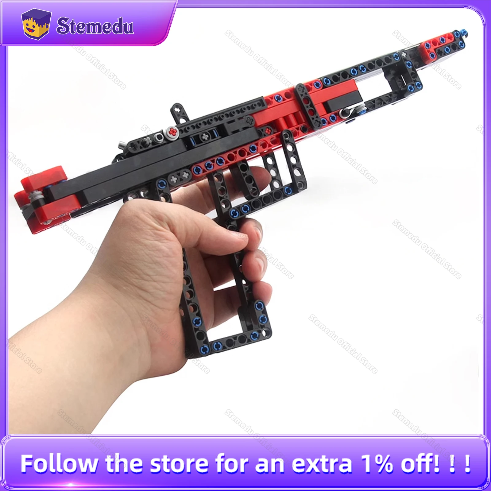 

MOC креативный строительный блок, резиновая лента, пистолет, винтовка, военная серия, головоломка для стрельбы, сборная кирпичная модель, детская игрушка «сделай сам», подарок