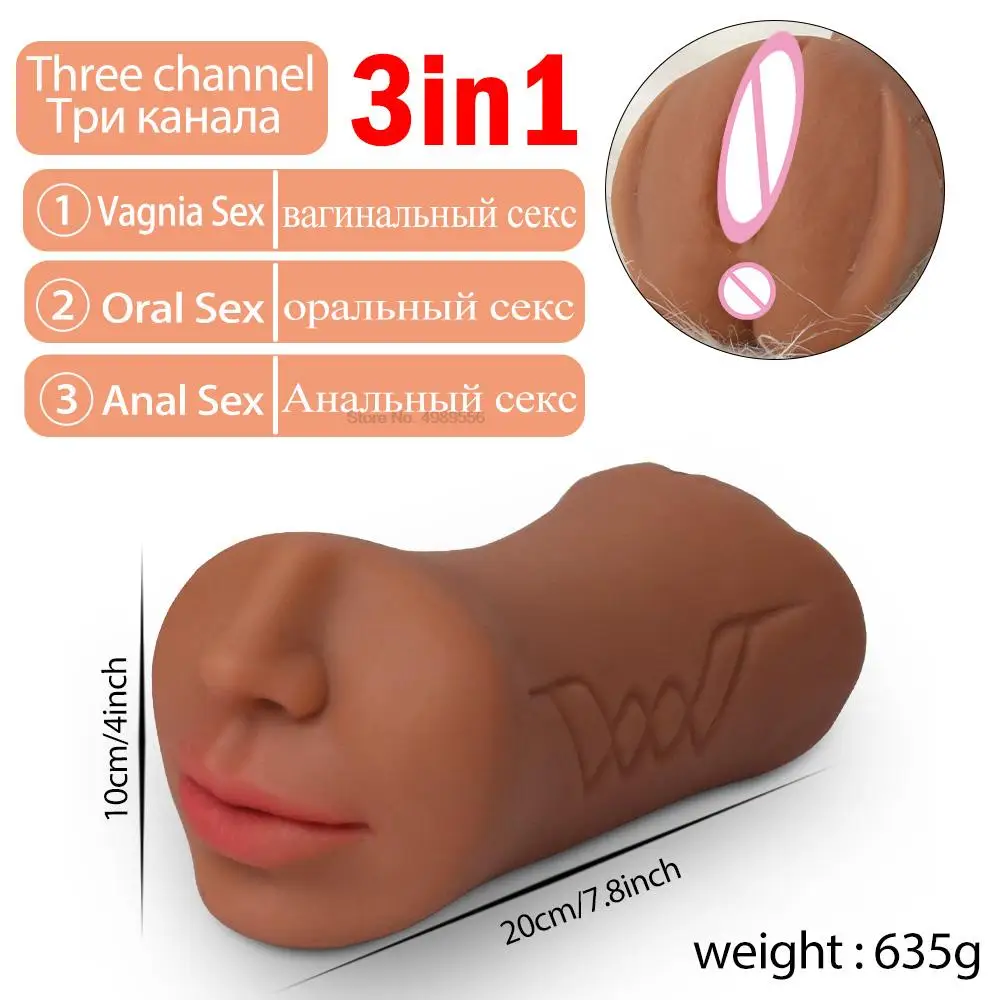 3 in 1 sex toys Male Pussy Masturbation Cup Flesh Light Sex Toy For Men Realistic Artificial vágina artificial Male masturbation