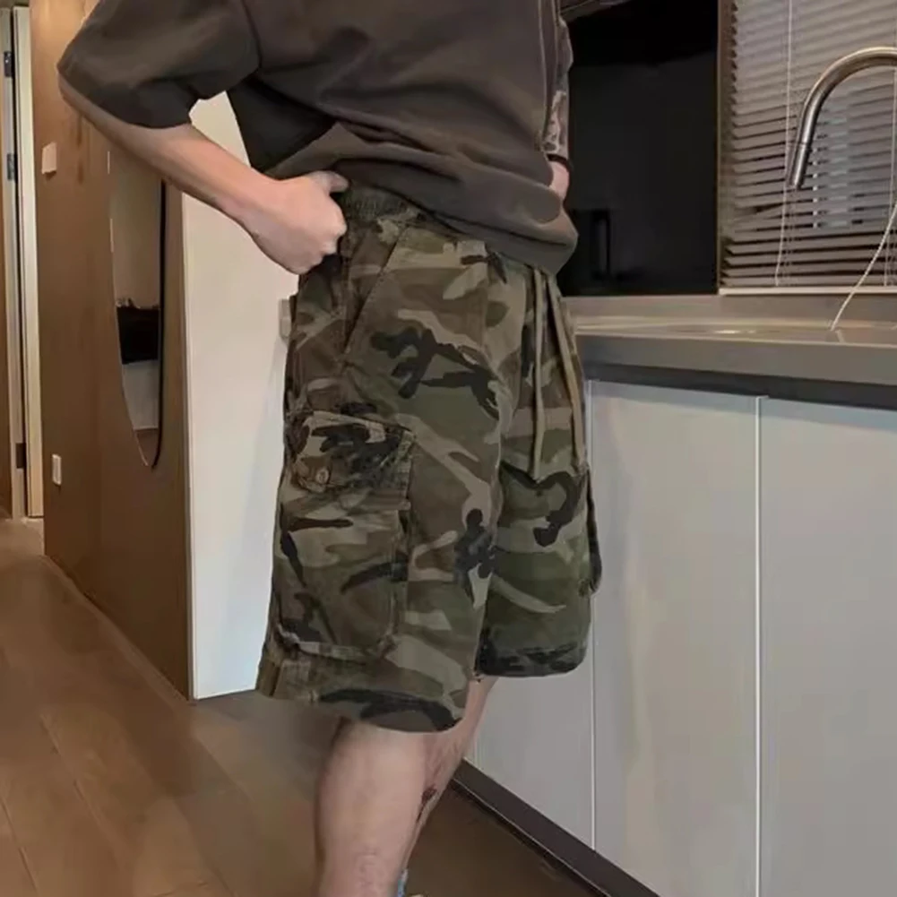 

For Daily Use Loose Fit Shorts Men Cargo Shorts For Streetwear XL Handsome Look Polyester Fabric Camouflage Pattern