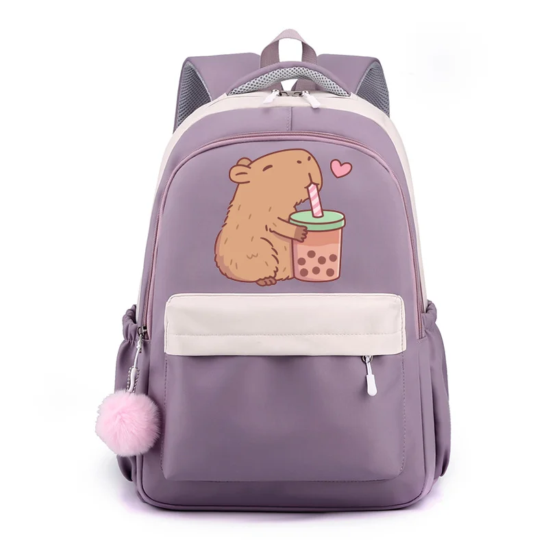 Mochila escolar con diseño de Apibara para niñas y niños, mochila escolar de dibujos animados de Apybara Harajuku, mochila con cremallera de gran capacidad