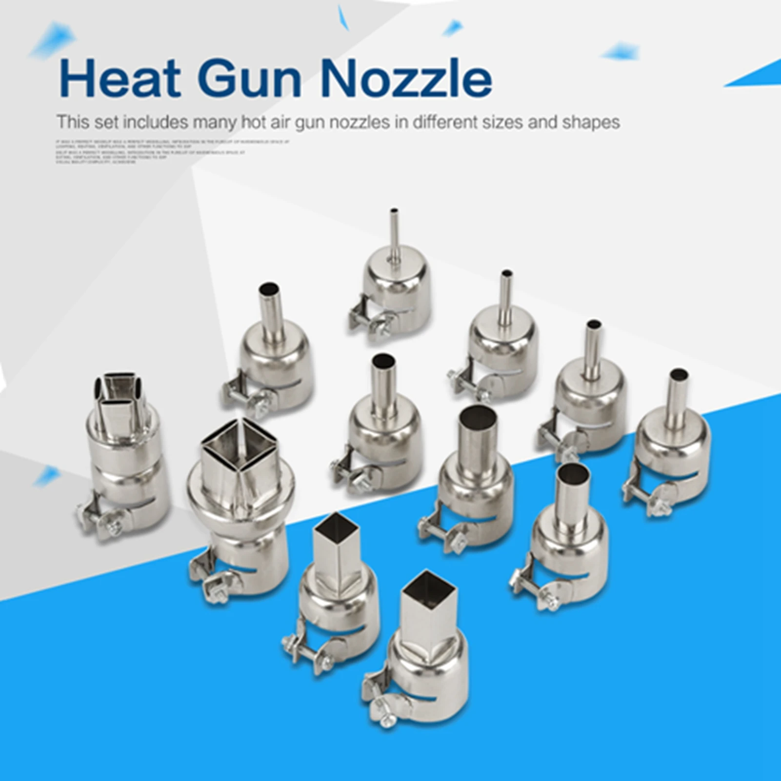 

Hot Air Nozzle Set, 12pcs Heat Gun Nozzles Kit For 850 Hot Air Soldering Station Repair Tool Accessory