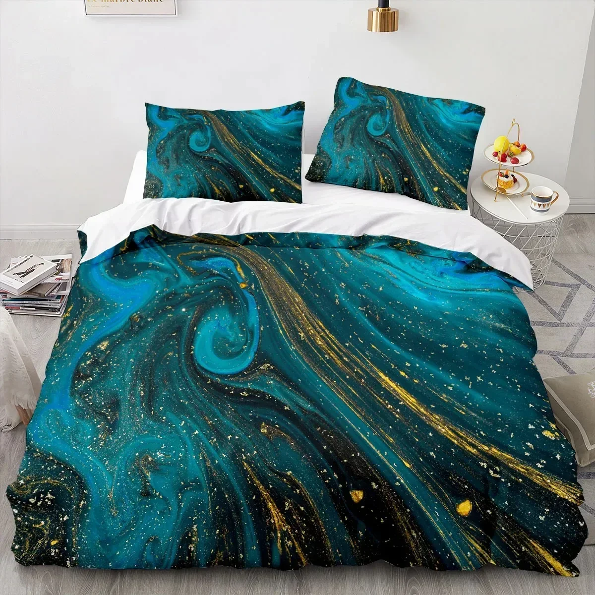 New 3D Print Textured Marble Comfortable Duvet Quilt Cover Pillowcase Bedding Set Children Bedroom Decoration Home Textile