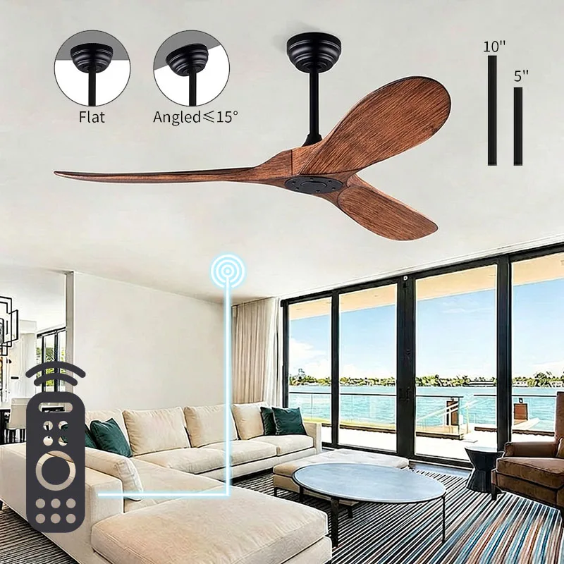 52/60In ABS Bland Ceiling Fan Large Air Volume Noiseless Energy Saving Electric fan Remote Control Fans Bedroom Living room