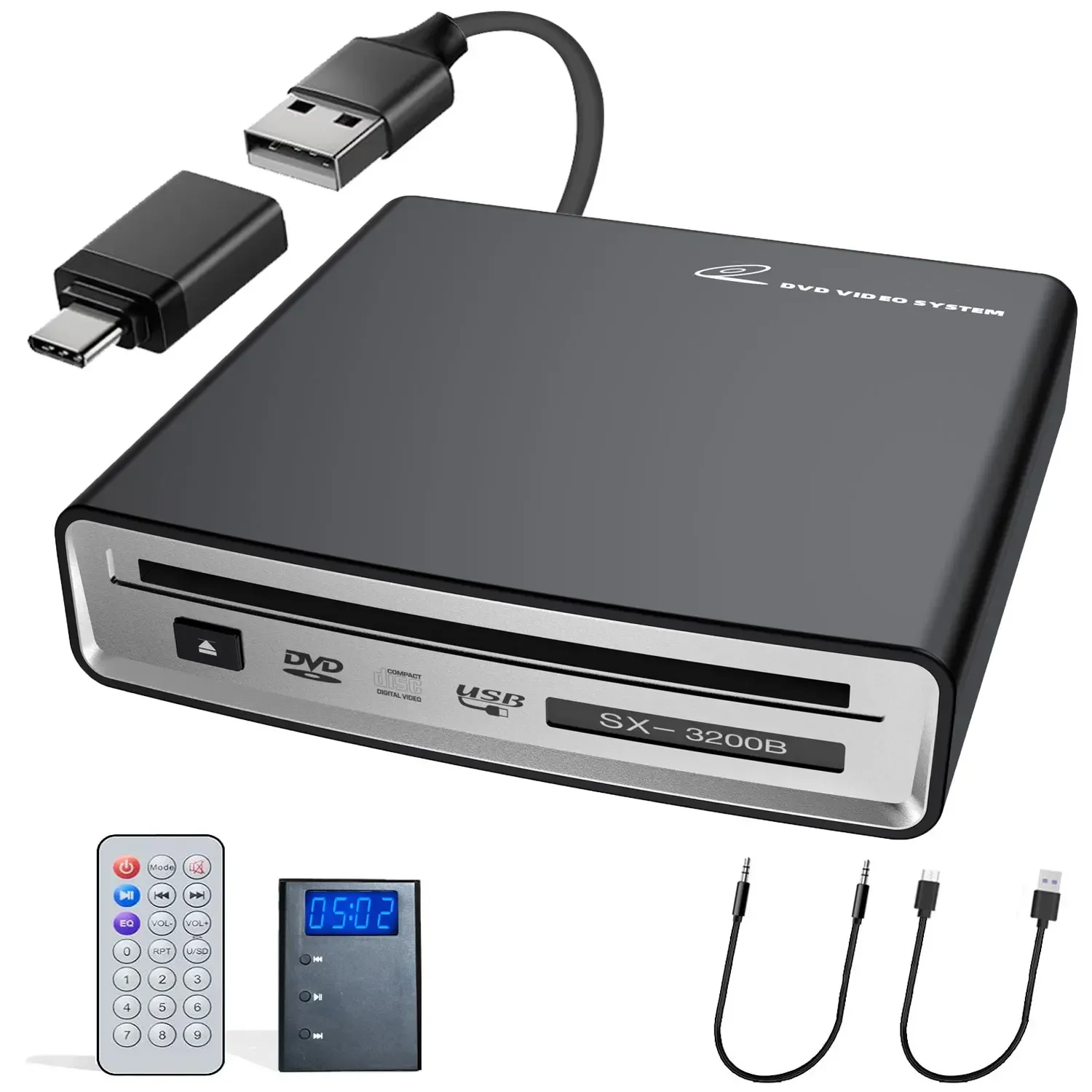 

CD Player For Car Suction USB/Type-C Connection CD Player Convenient Installation Multiple Application Scenarios