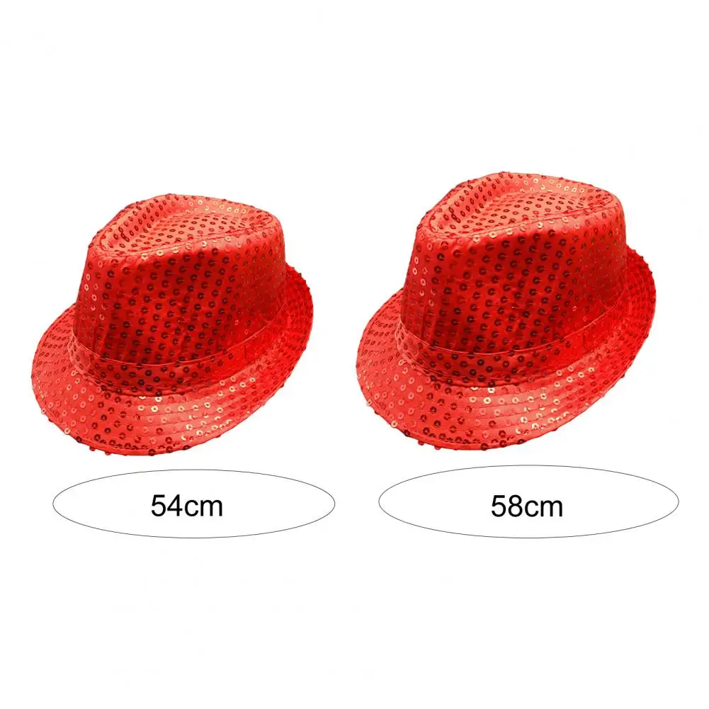 Chapeau de Jazz à ourlet court brillant pour adultes et enfants, chapeau de spectacle sur scène décoré à paillettes pour hommes et femmes, fournitures de fête de danse à paillettes