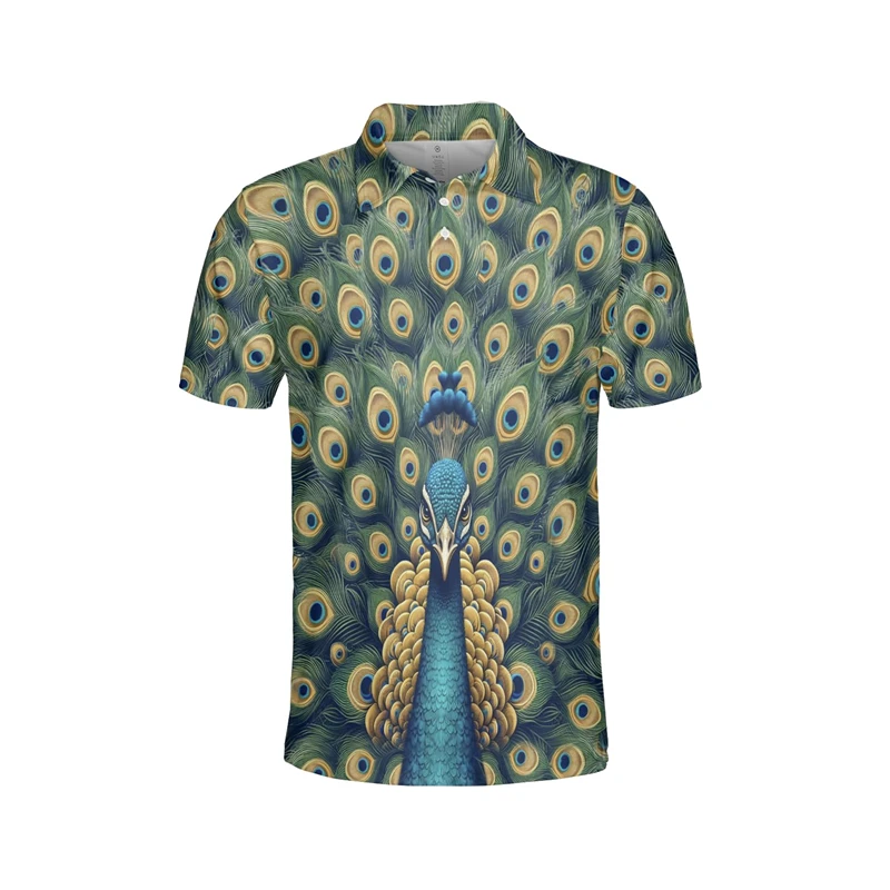 Fashion Peacock Graphic Polo Shirts For Men Women Trend Summer Short Sleeve 3D Animals Printed Polo Shirt Loose Harajuku Tops