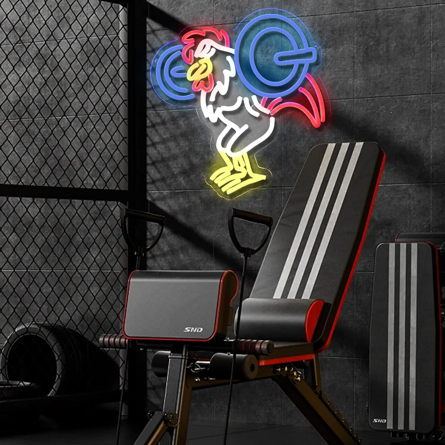 Chicken Do Gym Neon Sign Wall Decor, USB Powered Neon Light for Home Gym, Man Cave, Bar, Fitness Wall Art Sign