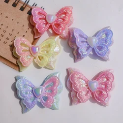 10pcs New arrival Fabric Butterfly Love Pearl Butterfly parts for DIY kids hair shoes clothes accessories