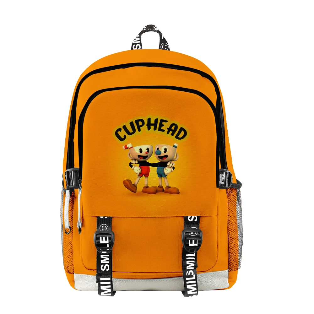 Harajuku Popular Anime Cuphead impresión 3D mochilas escolares para estudiantes Unisex Oxford impermeable Notebook mochilas de viaje multifunción