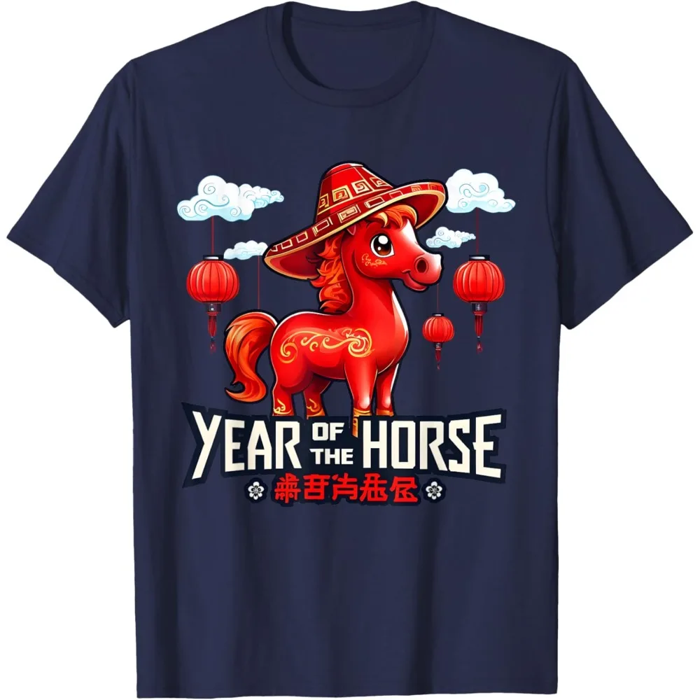 Year of The Horse 2026 New Year 2026 T-Shirt Unisex Women Men T Shirt Fashion Streetwear O-neck Short-sleeve Cotton Unisex Tops