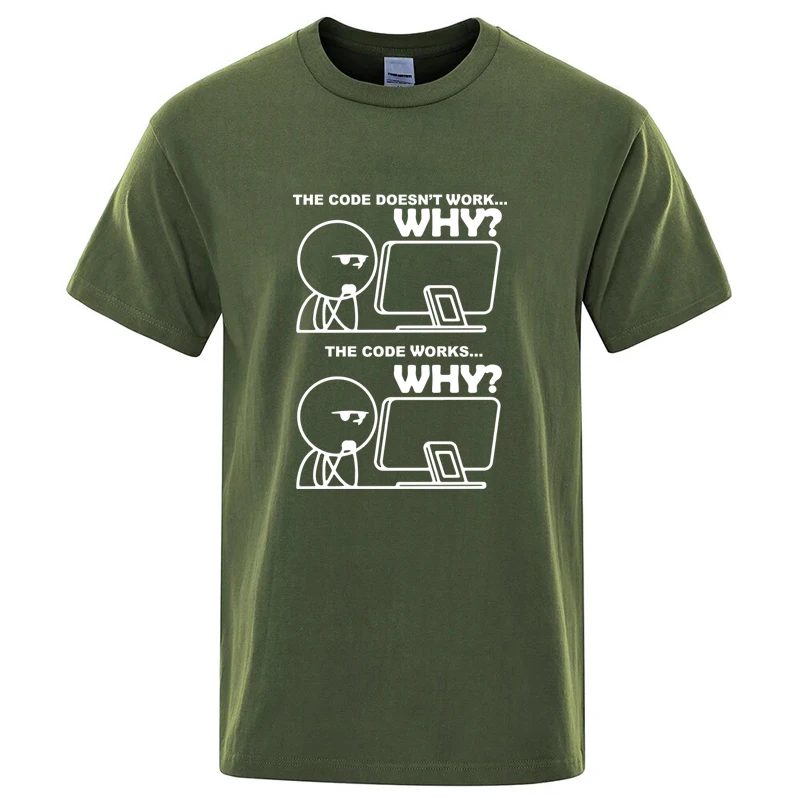 Hochwertiges Herren-T-Shirt aus Baumwollmischung mit lustigem Programmierer-Print, Sommer, lockerer O-Ausschnitt, cool für Männer, kurzärmeliges T-Shirt, Herren-Oberteile – Detail 6