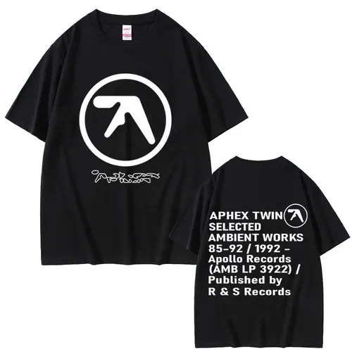 Imagen 1 del producto Aphex-Camiseta con gráfico doble para hombre y mujer, camisetas informales de algodón Vintage de manga corta, camisetas góticas de Rock, ropa de calle de gran tamaño