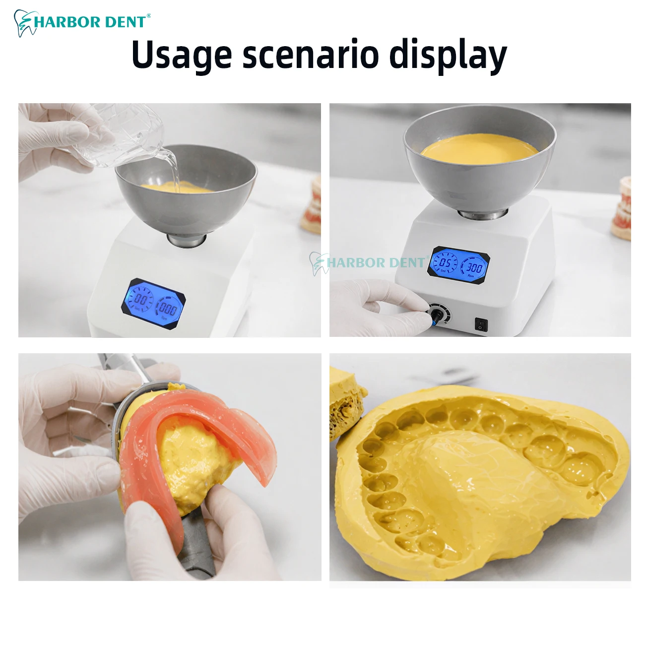 Alginate Mixer Lab Printer Adjustable Speed 700ML Non-Stick Material Mixing Bowl Gypsum Blender 300RPM Dentistry