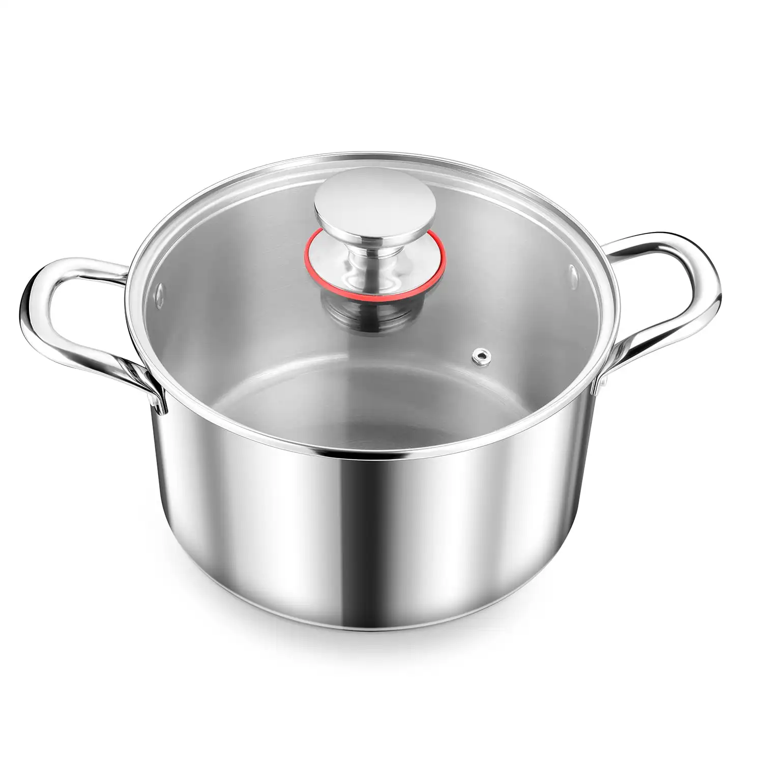 

4 Quart Stockpot with Lid, Tri-Ply Stainless Steel Soup Pasta Pot, Cooking Pot for Soup Pasta Stew, Induction Compatible