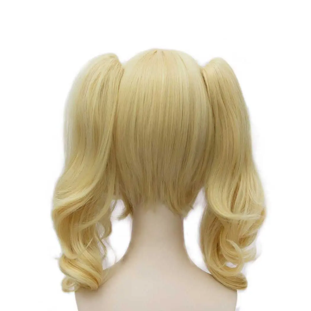 Anime Cosplay Wigs for Women Blond Synthetic Wig with 2 Ponytails Halloween Costume Party Cosplay Wig