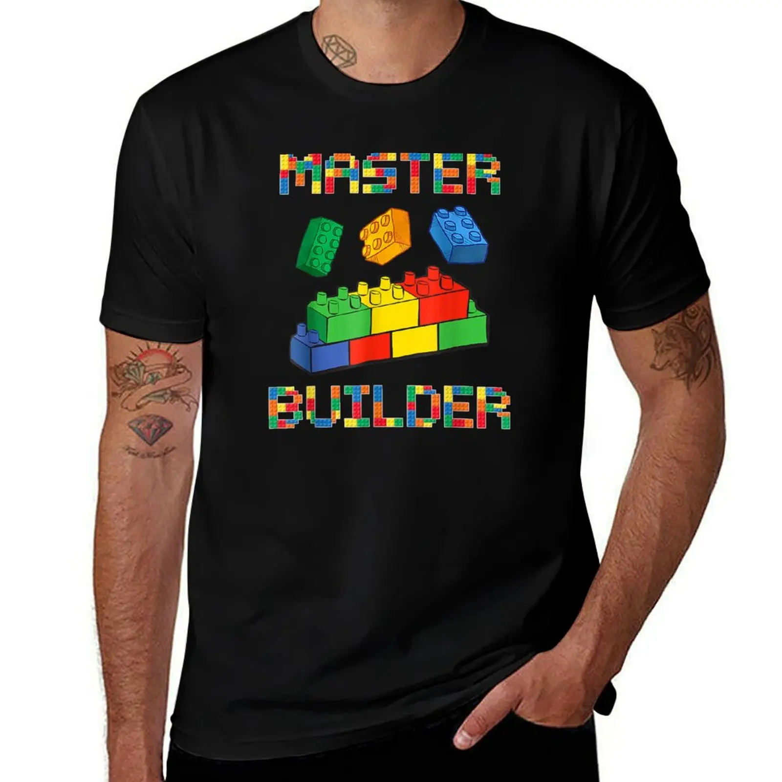 Brick Builder Blocks Building Master Builder Funny Toys Kids T-Shirt t shirt man plain T-Shirt