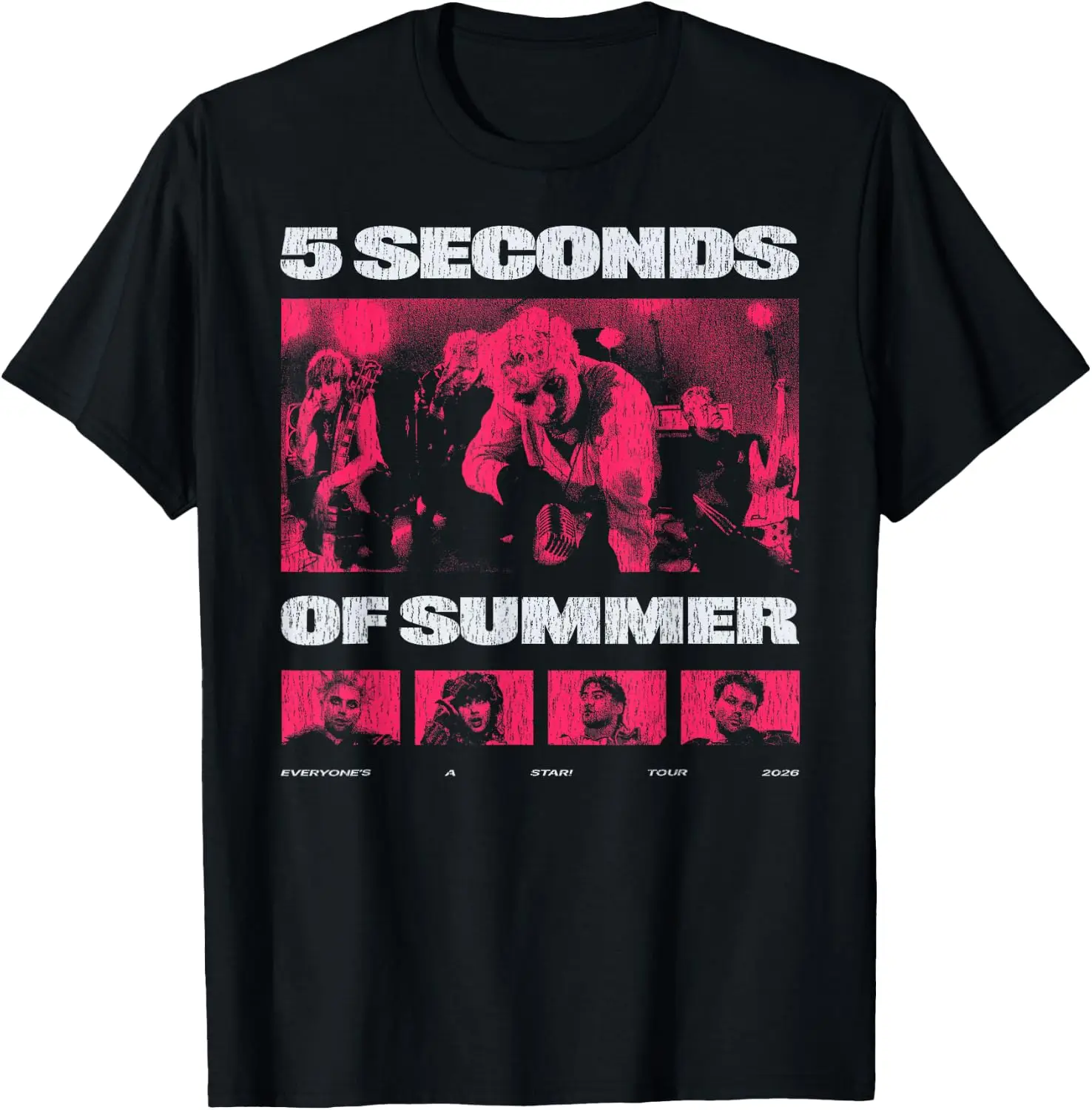 5 Seconds Of Summer Vintage T-Shirt 100% Cotton Trendy Y2K Short-Sleeve Tee-Soft, Quick-Drying, Moisture-Wicking; Ideal Sports
