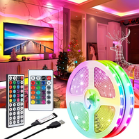 5050 Light Strip 24 Keys 44 Keys Infrared Remote Control RGB USB Bright Ideal for Bedroom TV Wall and Living Room Hallway Cabine