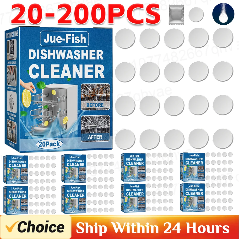 20-200pcs Dishwasher Cleaner Strong Oil Stain Removal Descaling Detergent Tablets Kitchen Dishwasher Wash Machine Cleaning Tools