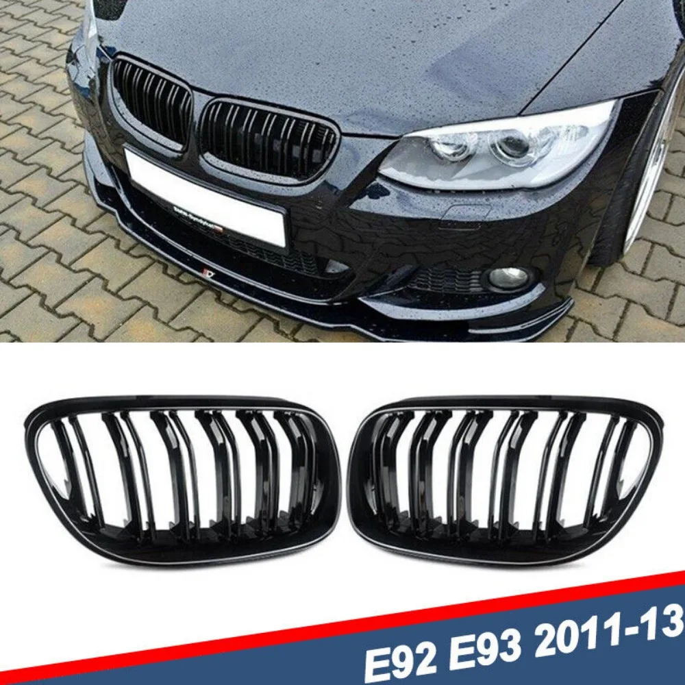 

For BMW 3 Series E92 E93 328i 335i 2010-2013 Dual Slats Front Grille Gloss Black United States