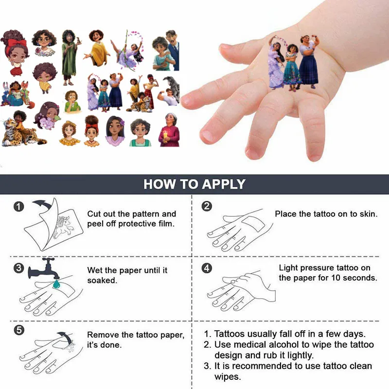 ديزني Encanto الأصلي لصاقات وشم مقاوم للماء Isabella ميرابيل ملصق مضحك الكرتون الاطفال الفتيات عيد الميلاد هدية عيد ميلاد لعبة #2