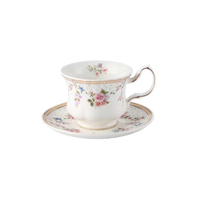 Vintage Flower Ceramic Mugs Relief Rose bow Tea Cup Coffee Cup and Saucer Hand Pinched Retro Relax Time Milk Tea Cups