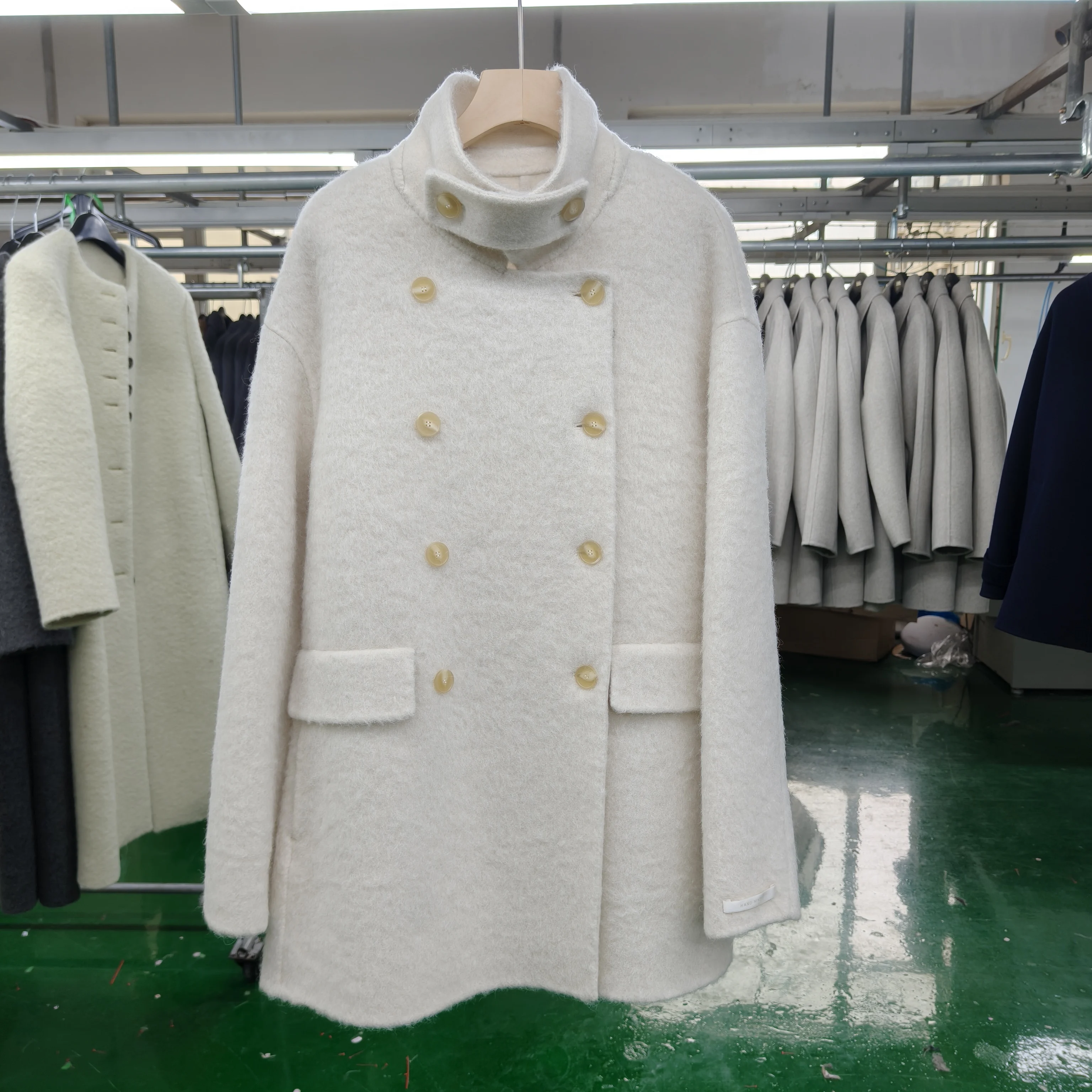 الخريف/الشتاء جديد وصول الكورية الوقوف طوق سوري الألبكة معطف الصوف الشتاء النساء لينة وأنيقة المرأة معطف الصوف السميك #4