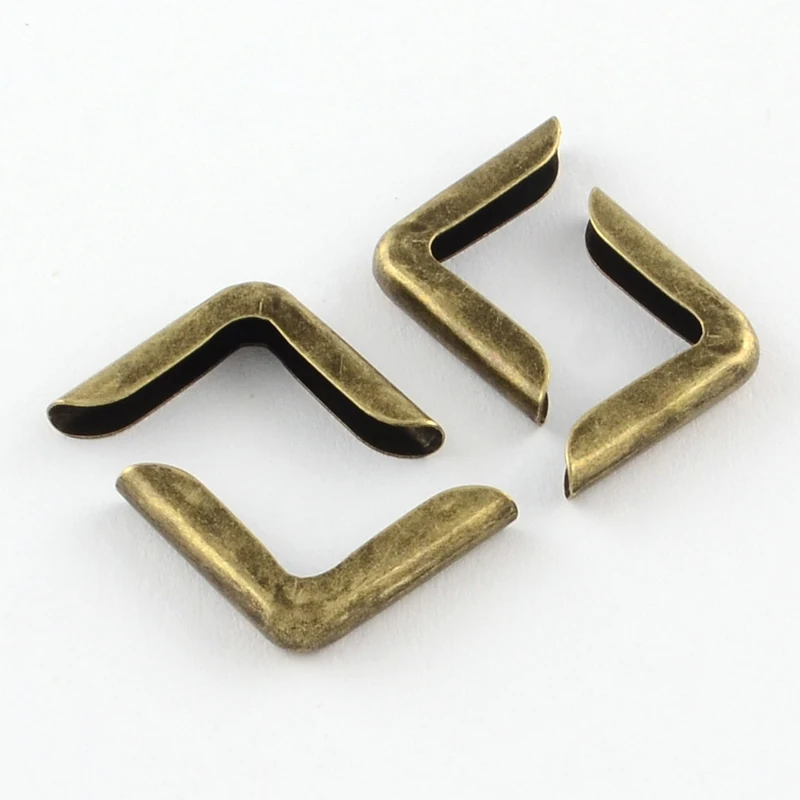 200pc Iron Book Albums Menus Folders Corner Protectors Antique Bronze 14x14x3mm Hole: 2.5mm