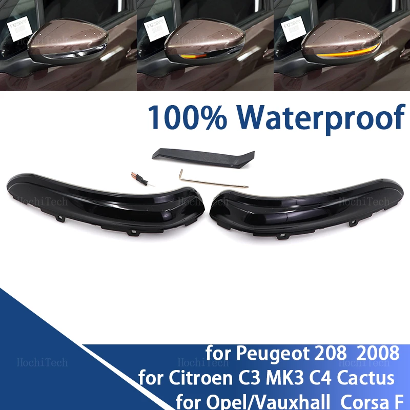 

Dynamic Turn Signal Blinker Side Mirror Indicator Light Lamp for Peugeot 208 2008 12’-22 Citroen C3 MK3 C4 Cactus Opel Corsa F