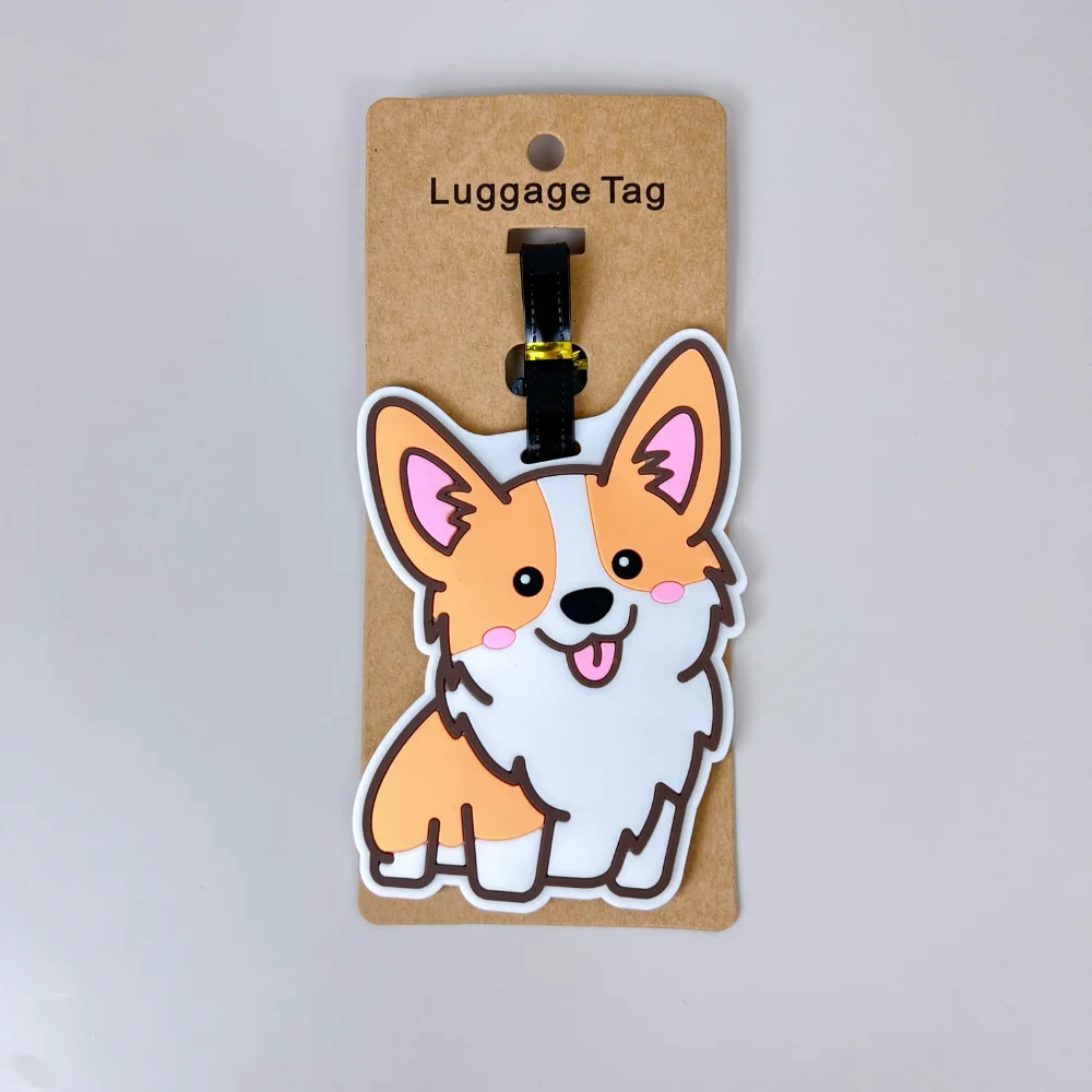 Accesorios de viaje etiqueta de equipaje creativa Corgi & Cat, Maleta de estilo de moda, etiqueta de viaje portátil de silicona, soporte de identificación