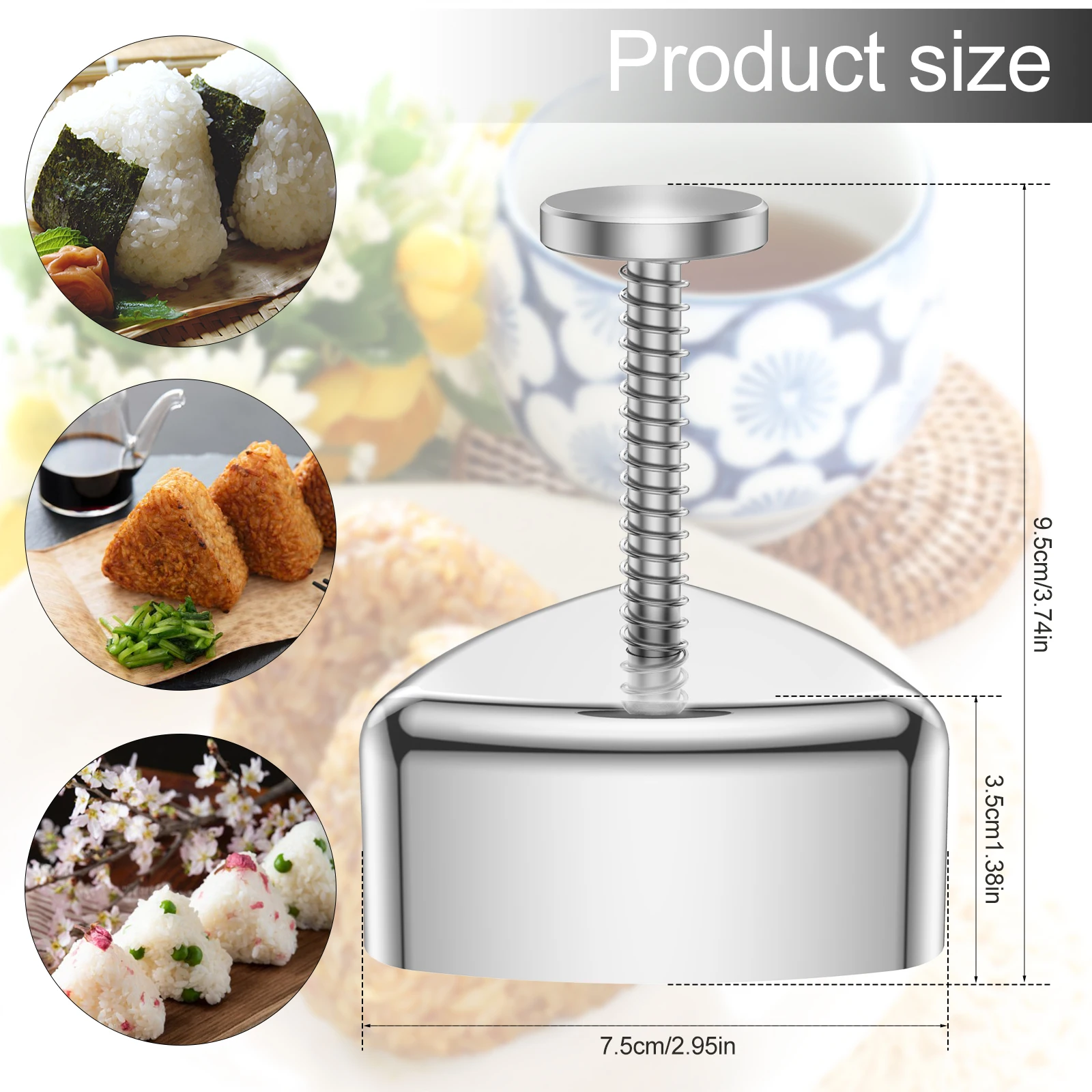 Onigiri Mold Non-Stick Triangle Sushi Mold 304 Stainless Steel Rice Ball Mold DIY Tool Portable Triangle Spam Musubi Mold Rice