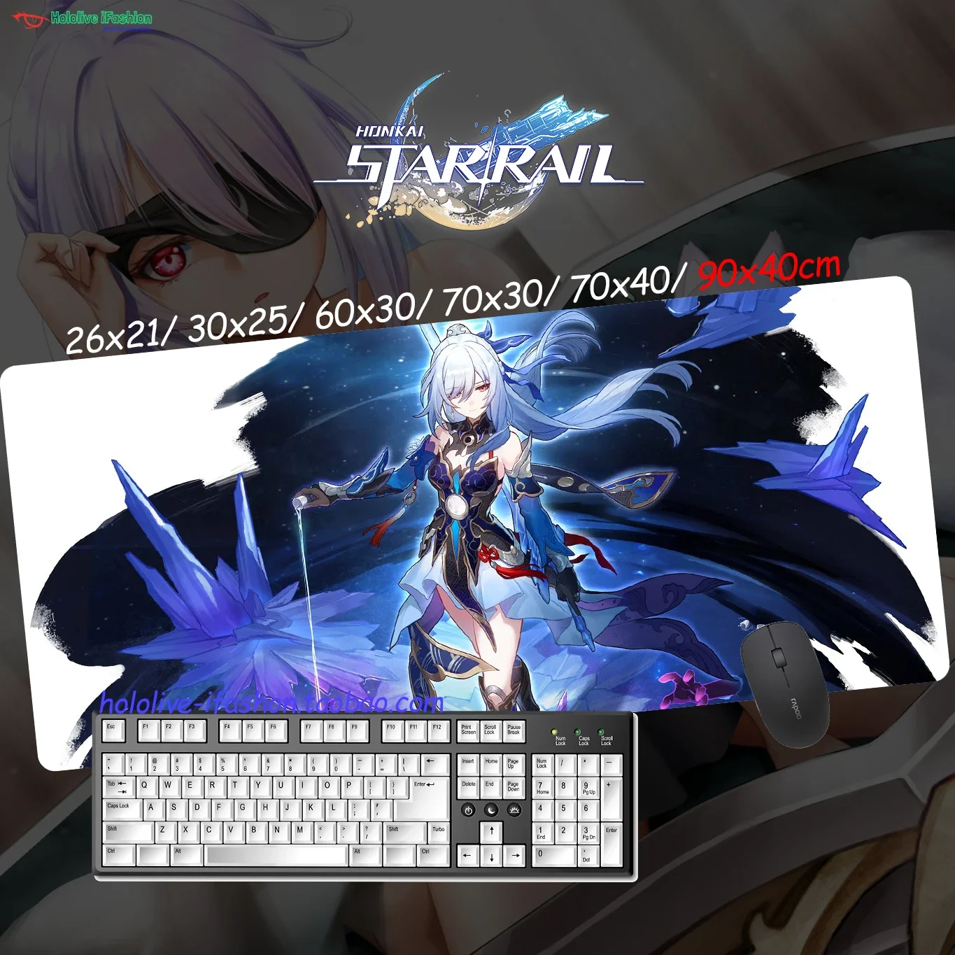 Jingliu Honkai Star Rail Game Mouse Pad Mat Keyboard Pad Flat Mousepad Desk Mat Accessory Office Computer Work Otaku Gift