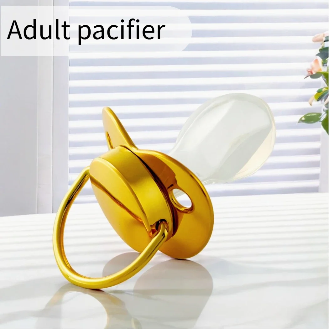

Food-grade liquid flat-head silicone pacifier, new electroplated adult comfort pacifier, adult pressure relief pacifier