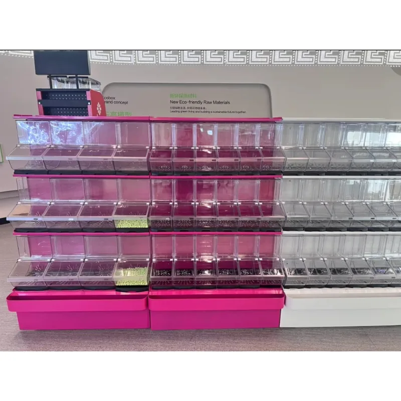 معدات السوبر ماركت الرف المكسرات صناديق عرض الحلوى حامل صندوق الطعام البلاستيكي اختيار ومزيج رفوف عرض الحلوى للمتجر #4