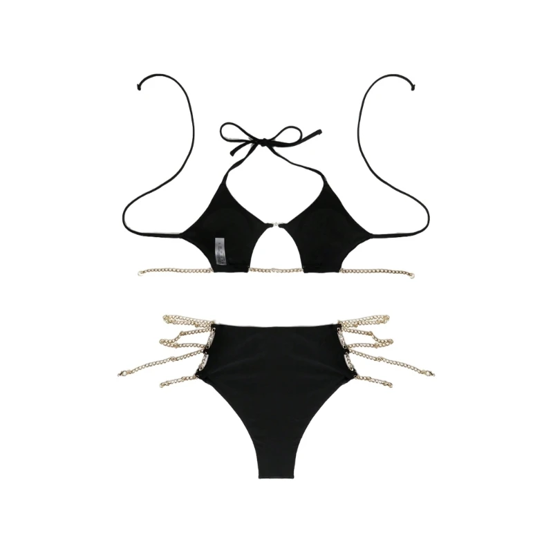 

Womens Hollow Out Swimsuit Metal Chain Swimwear Ladies Backless Bathing Suit K1YF