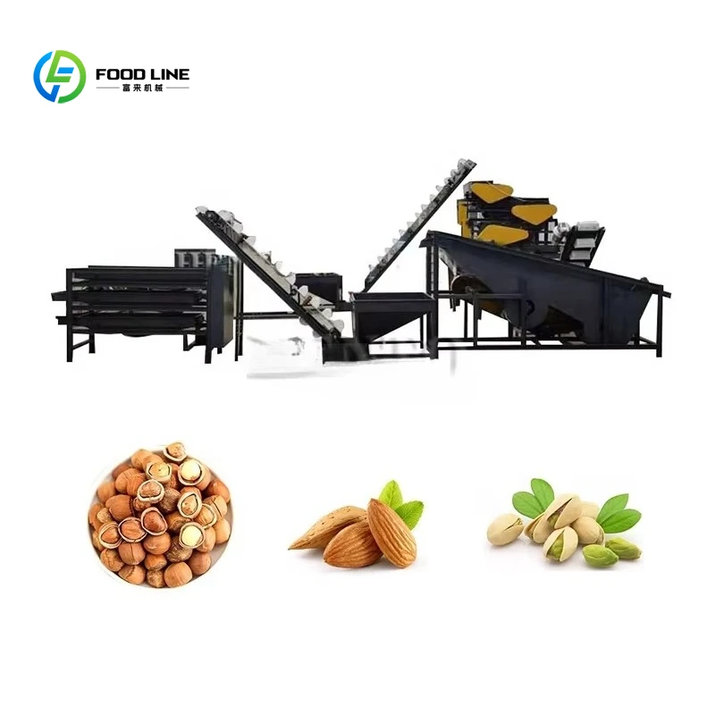 Industrial Customized Pistachio Processing Line with Shelling Roasting and Seasoning System Stainless Steel for Snack Factory
