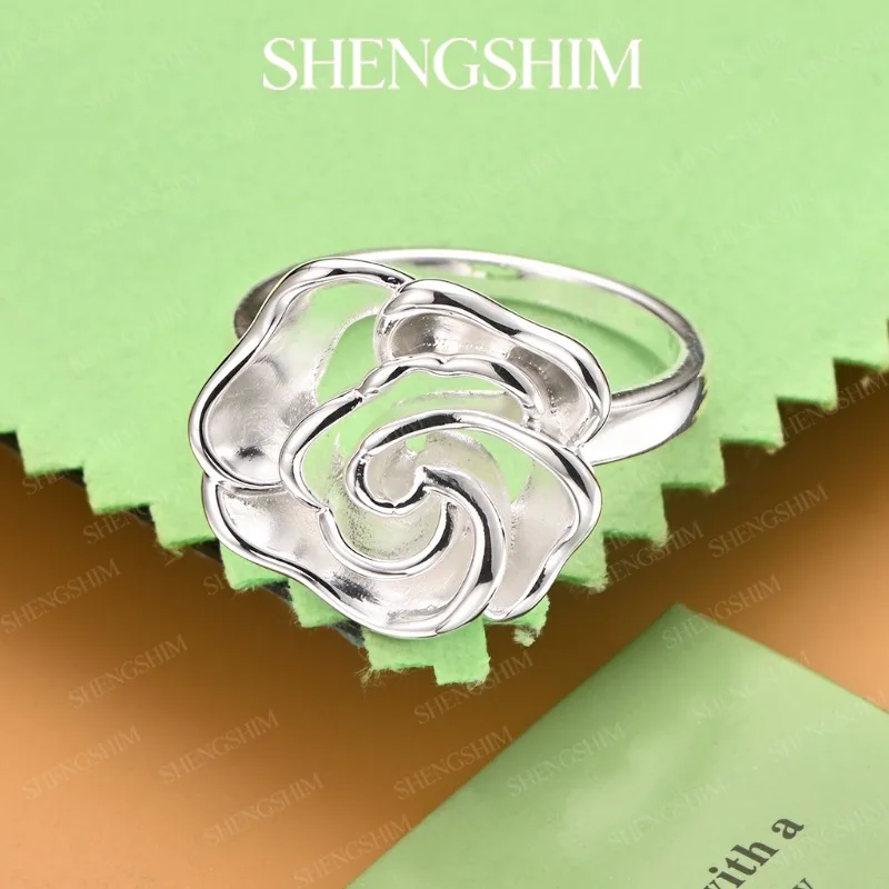 SHENGSHIM 925 Sterling Silver Spiral Rose Ring For Girls Women Fashion Jewelry Engagements Weddings Birthdays Party Gift