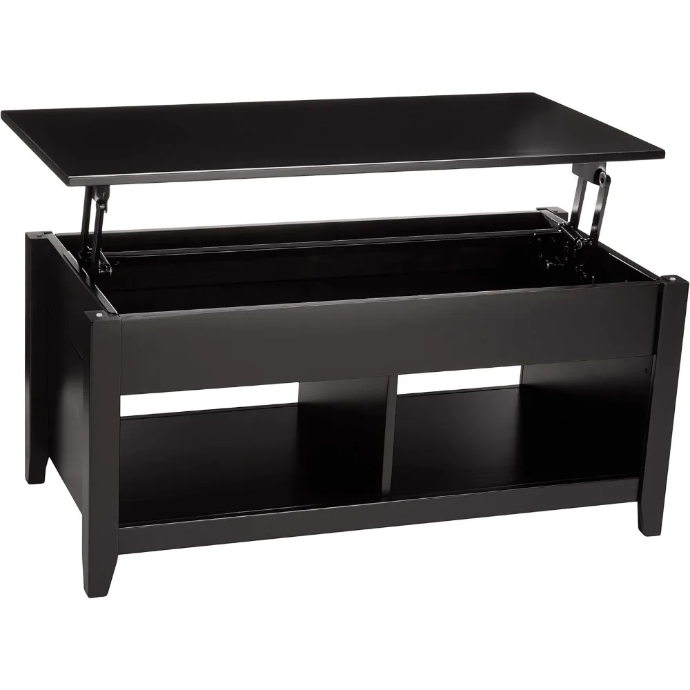 Lift-Top Storage Rectangular Coffee Table, Made of sturdy wood a Black finish  , 40 in x 18 in x 19 below offer added storage