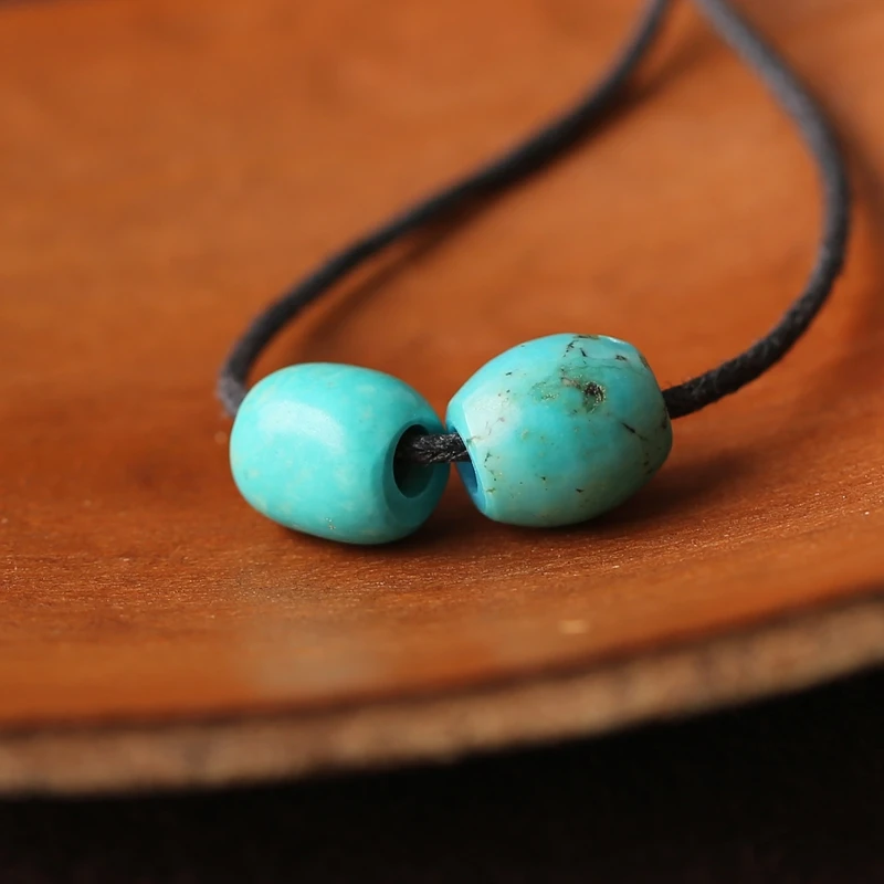 

2PCS Handmade Turquoise Loose Beads 9x7mm 1.4g Semiprecious DIY Fashion Jewelry Accessories for Pendant And Bracelet Making