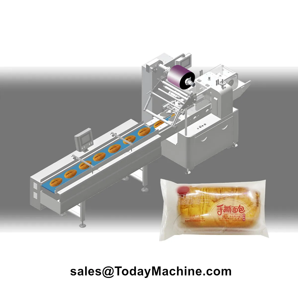 Macchina confezionatrice automatica per snack al cioccolato e caramelle a flusso