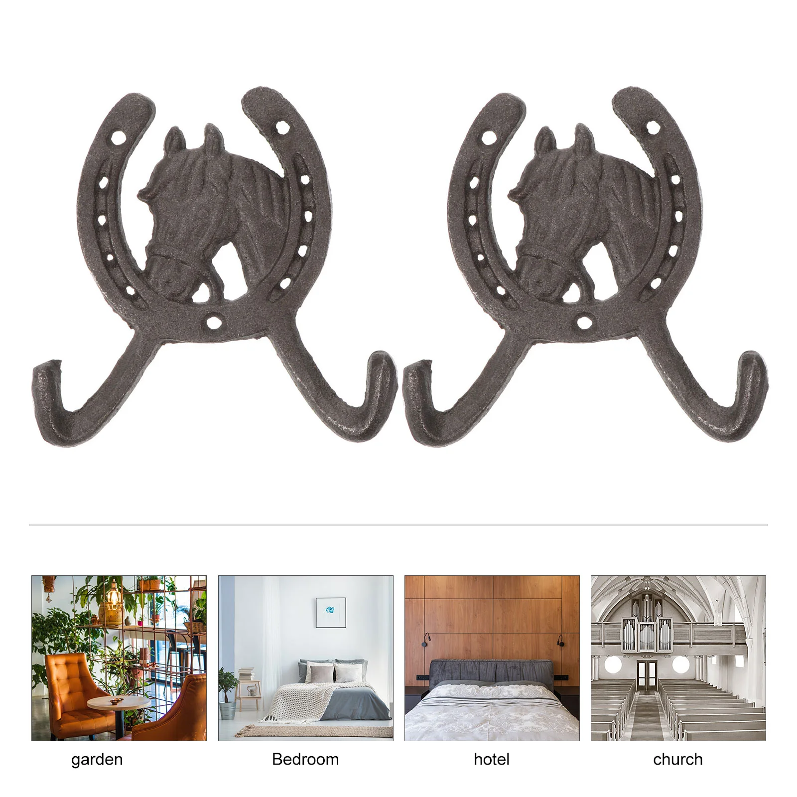 2 Pcs Wedding Hook Creative Iron Horseshoe Shaped Cast Clothes Hangers Coat Cat-shaped Home Decor Bride Hooks