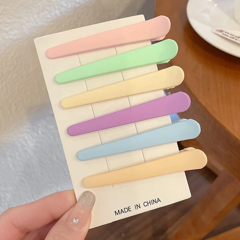 6Pcs แฟชั่นไอศกรีมสี Matt พลาสติกเป็ดคลิปผมจัดแต่งทรงผมคลิปไม่มีรอยต่อ Barrette แต่งหน้า Hairpin Headwear สำหรับหญิง