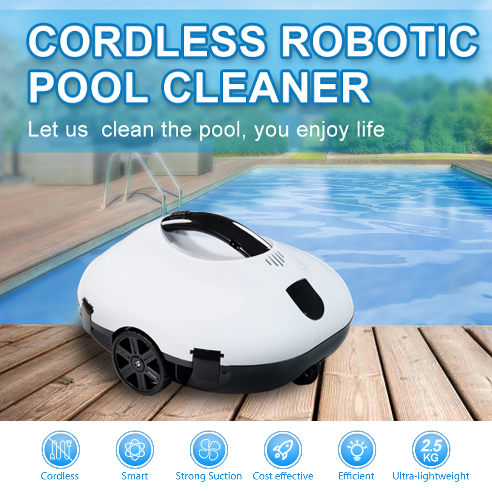 Full Automatic Robotic Pool Cleaner Self-Parking Cordless Pool Vacuum Cleaner Robot For Outdoor Pool Cleaner