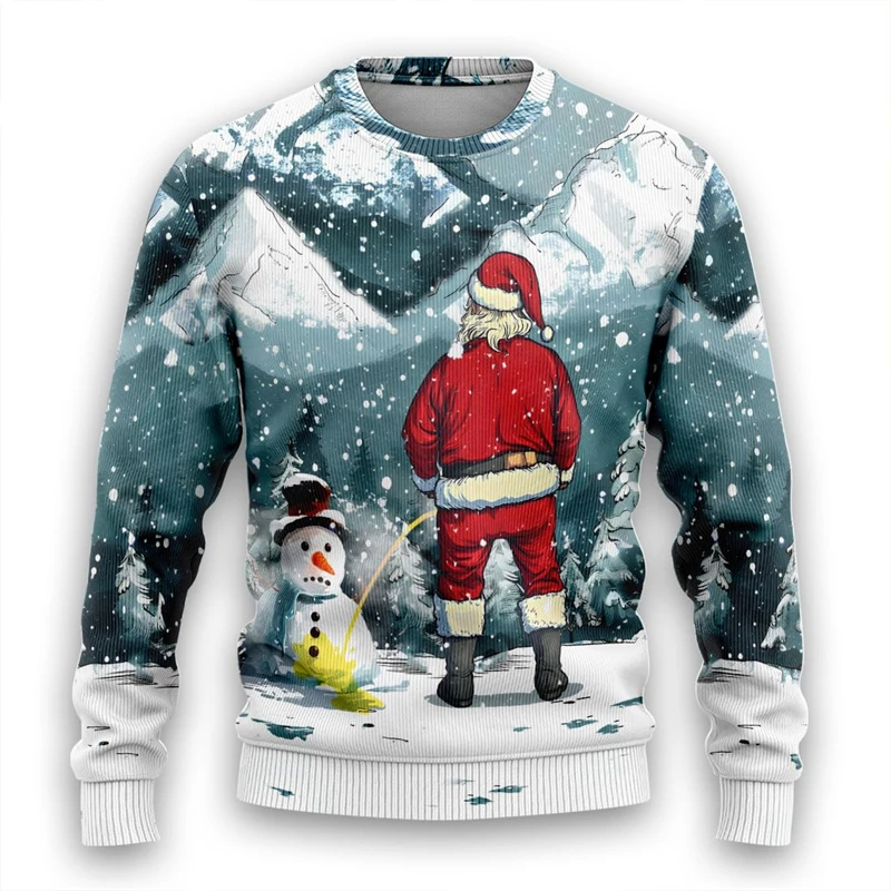 2025 New Ugly Christmas Sweatshirt For Women Clothes 3D Santa Ugly Christmas Sweater Mens Funny Christmas Gift Tracksuit Tops