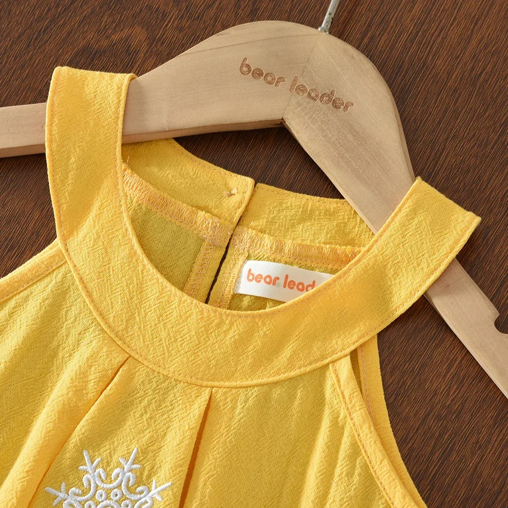 Kleinkind Mädchen Kleidung Sommer Neue Freizeit Urlaub Kinderkleidung Süßes Gelbes Ärmelloses Neckholder-Top + Weiße Hose – Detail 11