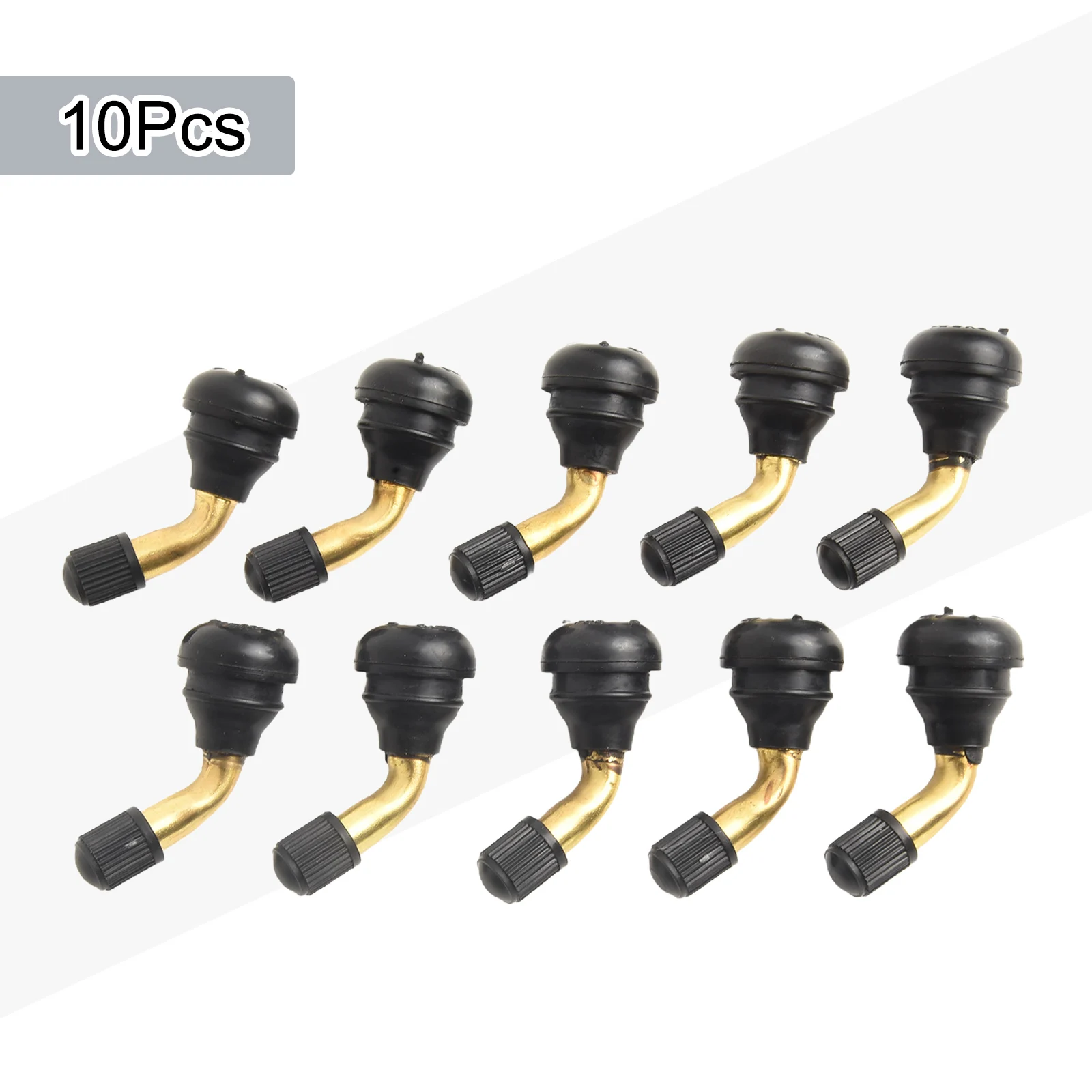 

10pcs Tire Bent Valve Stem 90 Degree Angel For Moped Scooter Tubeless Tires Valve Stems W/cap Auto Repair Tool Kit